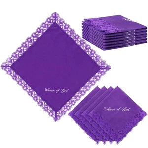 6 Pack 23'' Lap Scarf for Women Church with Lace Christian Satin Handkerchief... - Picture 1 of 6