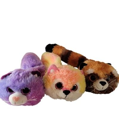 Lot 3 Long Tail Plush Cat and Red Panda Stuffed Animals 16" Multicolor Plushie - Image 1 of 4