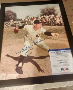 WHITEY FORD NEW YORK YANKEES ACTION SIGNED 8x10 PSA Certified - Picture 1 of 1