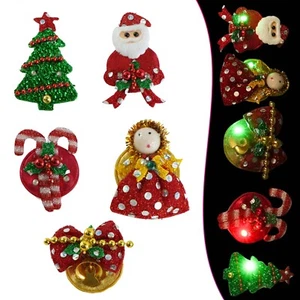 Christmas Brooches, Battery Operated Brooches, Flashing Light Up Xmas Brooches - Picture 1 of 75