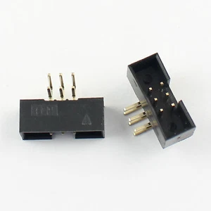 100 Stck. 2 mm 2,0 mm Rastermaß 6 Pin rechter Winkel Stecker ummantelt IDC Box Header Steckverbinder - Bild 1 von 6
