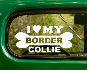2 I LOVE MY BORDER COLLIE DOG DECALs Breed Sticker Car Truck Laptop Bumper - Picture 1 of 1