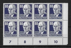 Alemania Oriental 1952 80pf Thalman SG.E94 Estampillada sin montar o nunca montada Bloque Gato £ 80+ - Imagen 1 de 1