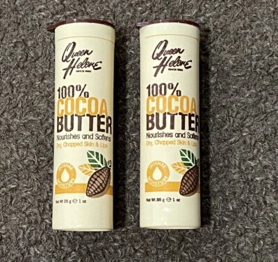 Paquete de 2 barras de manteca de cacao 100 % Queen Helene piel seca 1 oz Foto 1 de 2