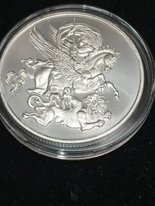 2022 1 Unze 0,999 Feinsilber Schnitzerei neuwertig Bellerophon, Pegasus & The Chimera - Bild 1 von 2