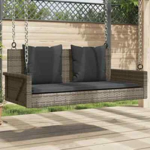 Hängebank mit Kissen Poly Rattan Hängeschaukel Schaukelbank Gartenschaukel - Bild 1 von 9