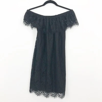 Vestido negro Madewell Dusk encaje fuera del hombro talla 00 estilo F9714 encaje Foto 1 de 4