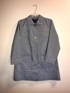 Women's Blue/White Checkered Tommy Hilfiger Rain Coat Size M - Picture 1 of 3