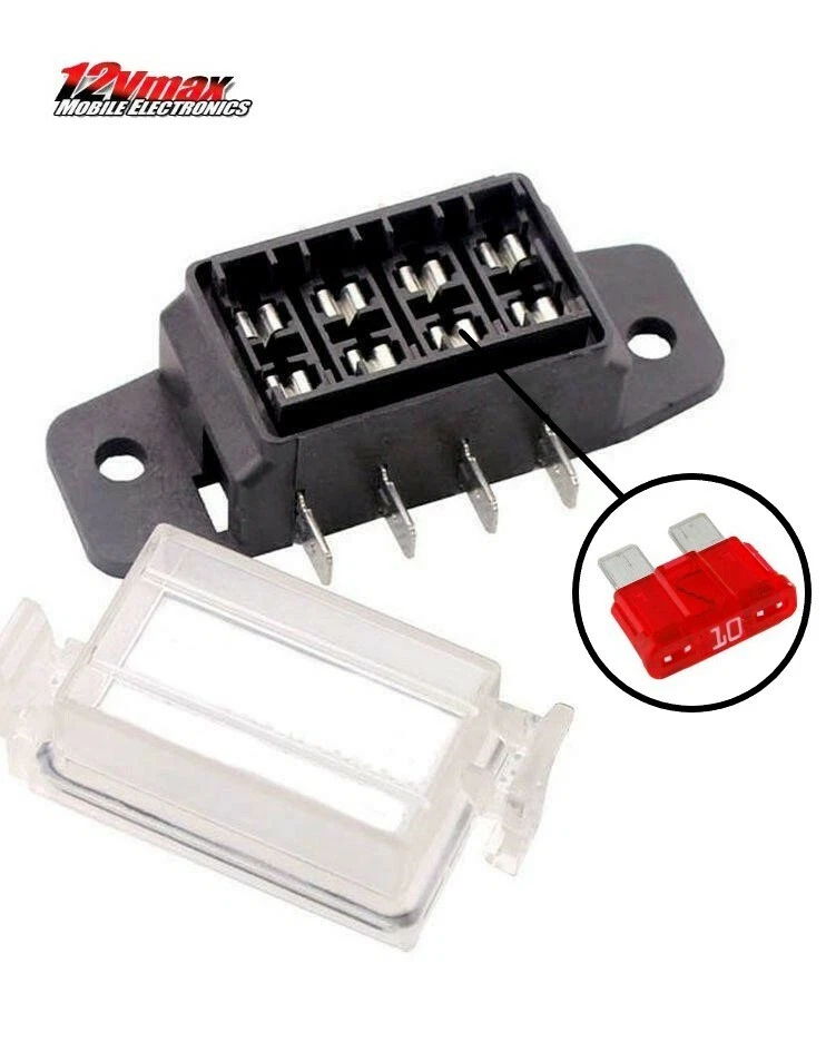 1 divisor de fusibles de hoja ATC ATO 12 V/24 V 4 vías circuito caja de fusibles automática soporte de bloque Foto 1 de 4