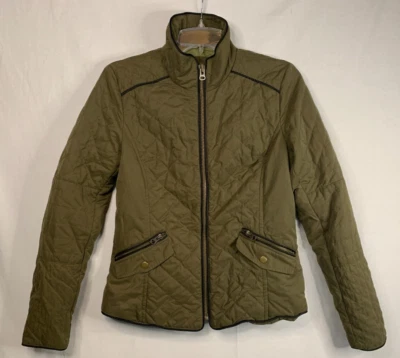 Chaqueta acolchada para mujer Kut From the Kloth Beatrice verde oliva bolsillos con cremallera talla S Foto 1 de 4