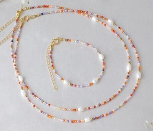 A+ Pearl & Multi Zircon 2-3MM Faceted Round Gemstone Beaded Healing Necklace 18" - Picture 1 of 10