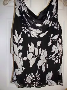 BEAUTIFUL BLACK & WHITE BEADED & SEQUIN SILK BLOUSE - NEW W/ TAGS - SZ. 12* - Picture 1 of 3