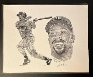 Frank Nareau Autographed Kirby Puckett HOF Minnesota Twins Drawing Print 1995 - Picture 1 of 5