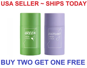 Green Tea Purifying Clay Mask Stick Facial Deep Cleansing Oil Pore Acne Remover - Picture 1 of 12