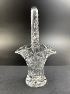 Vintage Duncan Miller Kornblumen-Design geschliffenes & geätztes Glas 7 1/4" Korb Vase - Bild 1 von 10