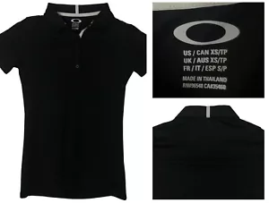 OAKLEY Women's Black Polyester Lycra Short Sleeve Golf Tennis Polo Shirt XS NWOT - Picture 1 of 6