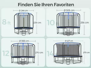 SONGMICS Trampolin Ø305/366/427 cm G artentrampolin Sicherheitsnetz - Bild 1 von 51