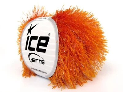 Orange Eyelash Glitz 50gr 82936 Ice Yarns Sparkle Eyelash Yarn 76y - Image 1 of 3