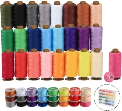 ilauke 50Pcs Bobbins Sewing Threads Kit, 400 Yards per Polyester Thread Spools - Image 1 of 4
