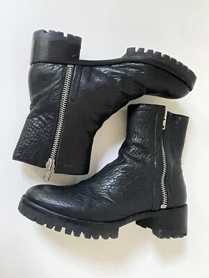 Botas de Combate LOEFFLER RANDALL Doble Cremallera Lateral Cuero Guijarro Moto Talla US 9.5 Foto 1 de 4