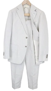 SUITSUPPLY Havana Patch Mens Suit UK38R Grey Slim 2 Pc Linen Cotton Half-Lined - Picture 1 of 17