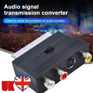 SCART Male to 3 RCA Female Adapter TV AV S-Video Input Output Switch Connector - Picture 1 of 8