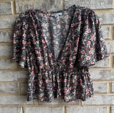 Blusa para mujer O'neill manga corta aleteada floral campesina botón delantero talla M Foto 1 de 4