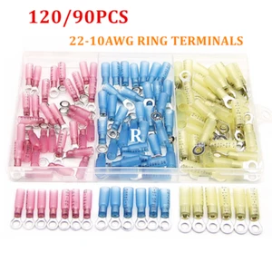 120/90PCS Electrical Heat Shrink Ring Wire Connectors Crimp Terminals Waterproof - Picture 1 of 15