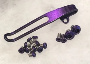 Translucent Purple Titanium Deep Pocket Clip & Screw Set For Ontario Rat 1 Knife - Picture 1 of 12