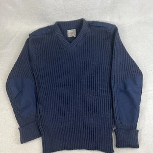 Vtg Brigade Quartermasters Military Woolly Pully Size 42 Blue 100% Wool Sweater - Picture 1 of 9