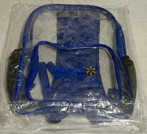 Transparenter Walmart Rucksack Blauer Rand Transparent PVC Tasche Schule Stadion Reise Neu - Bild 1 von 4