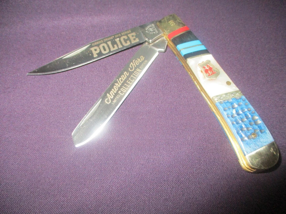 Cuchillo de Bolsillo KISSING CRANE Edición Limitada Firmado POLICÍA, 2 Hojas Foto 1 de 1