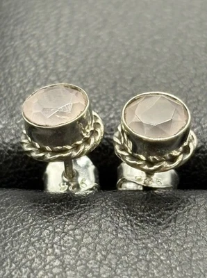 Dois pares de brincos de prata esterlina quartzo rosa  - Imagem 1 de 4