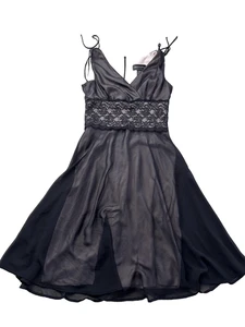 Connected Dress Womens 4P Lace Sheer Overlay Sleeveless Flare Cocktail Party - Picture 1 of 7