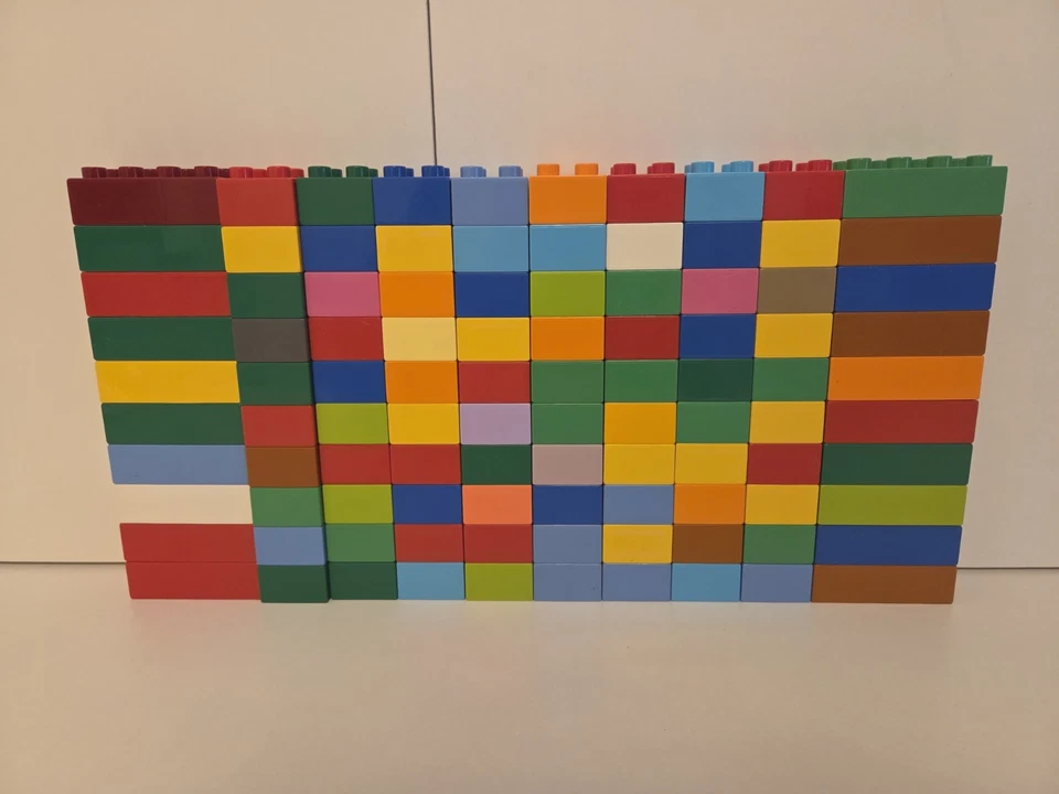 100 x Lego Duplo Steine Bausteine Grundbausteine 2x2 Noppen + 2x4 Noppen - Bild 1 von 1