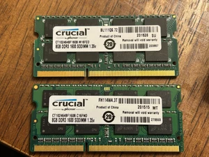 Crucial | 8GB DDR3-1600 SODIMM | Model: CT102464BF160B - Picture 1 of 2