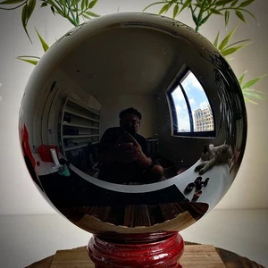 16.6LB  Natural Obsidian Stone Ball Quartz Crystal Sphere Healing W/ Stand - Picture 1 of 12