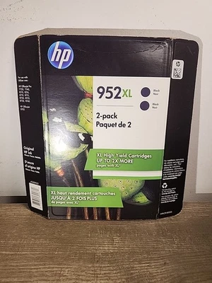 Cartuchos de tinta negros originales HP 952XL paquete de 2 N9K29BN - nuevos - caducados 2020 Foto 1 de 3