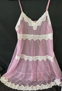 Victoria’s Secret Pink Sheer Nightgown W/ Slip For Underneath SZ Medium Vintage - Picture 1 of 7