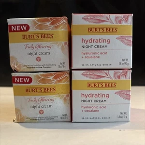 4x Burt’s Bees Hydrating & Glowing NIGHT CREAM Hyaluronic Acid 1.8oZ Each *Read - Picture 1 of 5