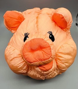 Hot Puffs Peach Pig Nylon Commonwealth Plush Stuffed Animal 14 inch 1991 - Picture 1 of 10