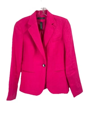 Blazer Ralph Lauren Rosa Lino Estructurado Talla 4 Country Club Preppy Foto 1 de 4