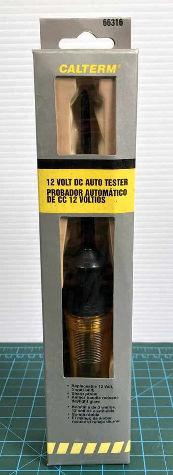 Luz de prueba probadora de circuito automático Calterm 12V DC 66316 con clip de cocodrilo caja NOS Foto 1 de 4