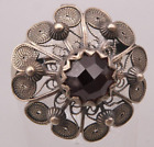Brosche Spange Silber 835 edles floral/filligranes Prachtstück Granat Tracht