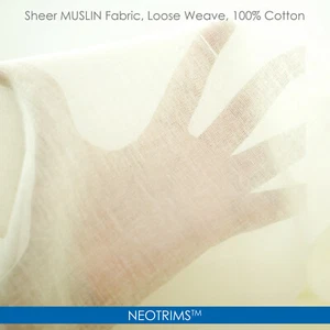 Muslin Cotton Fabric,Cheese Cloth Gauze Material,White & Ecru,130cms,Neotrims UK - Picture 1 of 14