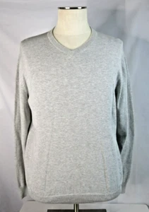 Mens Savile Row Company London V-Neck Sweater Sz L Gray Long Sleeve Knit EUC - Picture 1 of 7