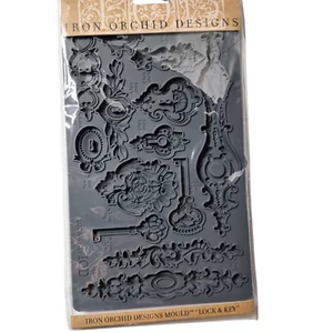 Lock and Key Mould IOD Iron Orchid Designs Decor Mould Resin Clay Foodsafe - Bild 1 von 6