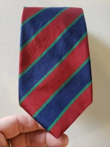 53.5" X 3.25" Ben Silver Charleston Maroon Navy Green Striped Silk Tie London - Picture 1 of 13