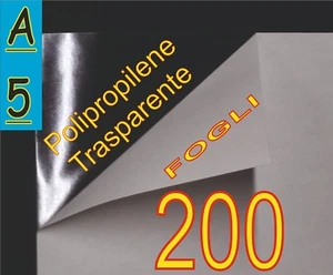 200 FF A5 CARTA ADESIVA TRASPARENTE LUCIDA POLIPROPILENE STAMPANTE LASER PVC - Foto 1 di 1