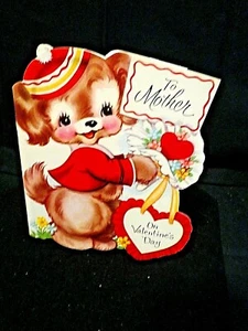 Perrito antropomórfico vintage-madre San Valentín-troquelado #2629 - Imagen 1 de 4